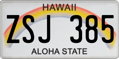 HI license plate ZSJ385