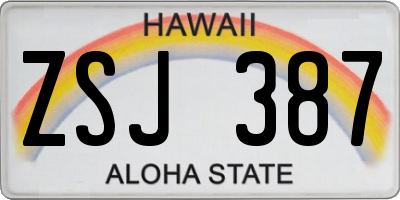HI license plate ZSJ387