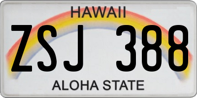 HI license plate ZSJ388
