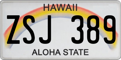 HI license plate ZSJ389