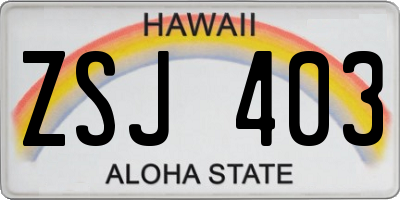HI license plate ZSJ403