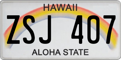 HI license plate ZSJ407
