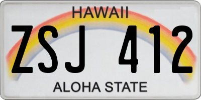 HI license plate ZSJ412