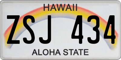 HI license plate ZSJ434