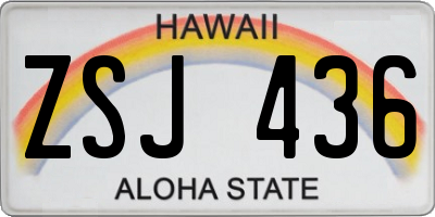 HI license plate ZSJ436