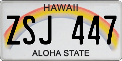 HI license plate ZSJ447