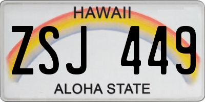 HI license plate ZSJ449