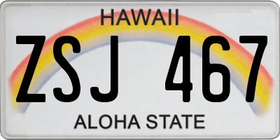 HI license plate ZSJ467