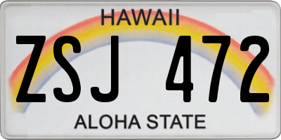 HI license plate ZSJ472