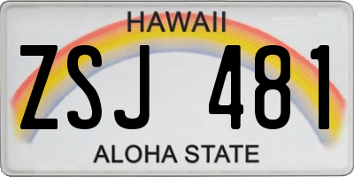 HI license plate ZSJ481