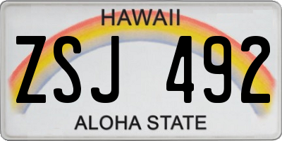 HI license plate ZSJ492
