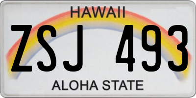 HI license plate ZSJ493