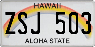 HI license plate ZSJ503