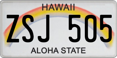 HI license plate ZSJ505