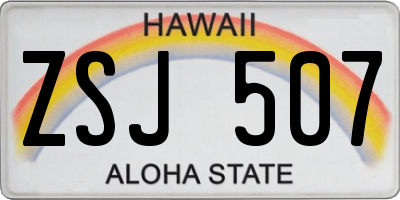 HI license plate ZSJ507