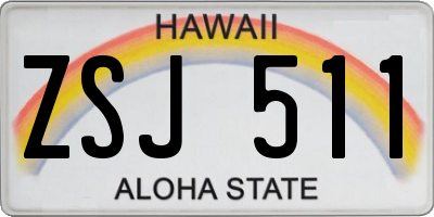 HI license plate ZSJ511