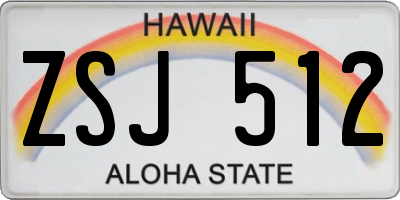 HI license plate ZSJ512