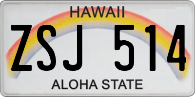HI license plate ZSJ514