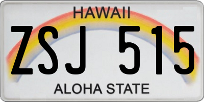 HI license plate ZSJ515