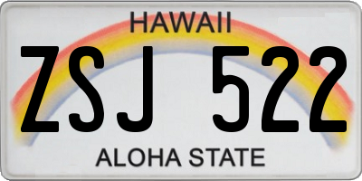 HI license plate ZSJ522