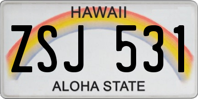 HI license plate ZSJ531