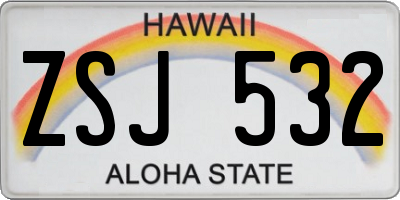 HI license plate ZSJ532