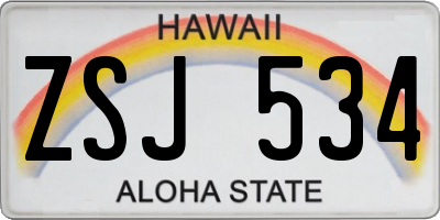 HI license plate ZSJ534