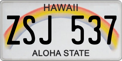 HI license plate ZSJ537