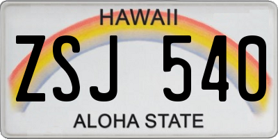 HI license plate ZSJ540