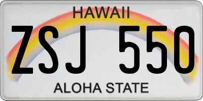 HI license plate ZSJ550