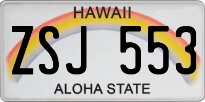 HI license plate ZSJ553
