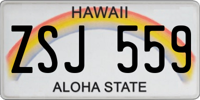 HI license plate ZSJ559