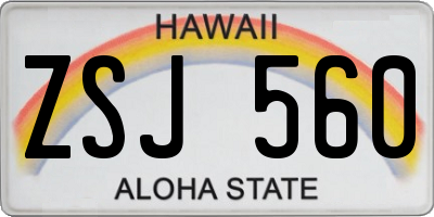 HI license plate ZSJ560