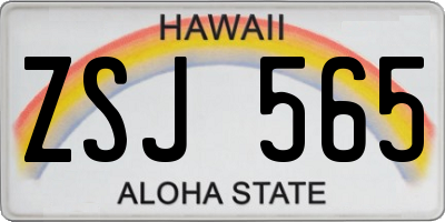 HI license plate ZSJ565