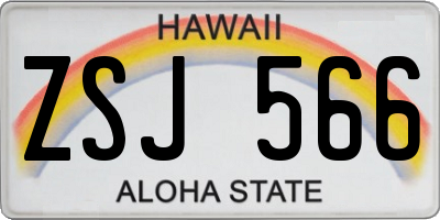 HI license plate ZSJ566
