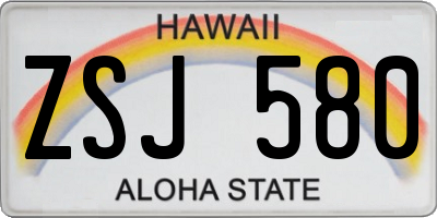 HI license plate ZSJ580