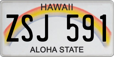HI license plate ZSJ591