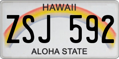 HI license plate ZSJ592