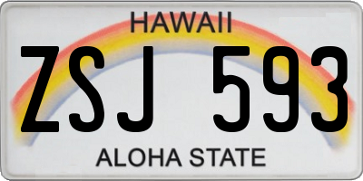 HI license plate ZSJ593
