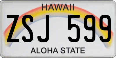 HI license plate ZSJ599