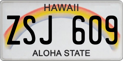 HI license plate ZSJ609