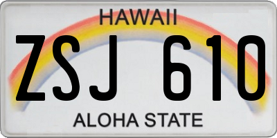HI license plate ZSJ610