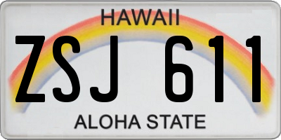HI license plate ZSJ611