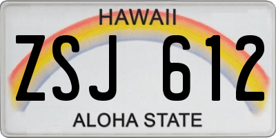 HI license plate ZSJ612
