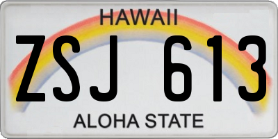 HI license plate ZSJ613