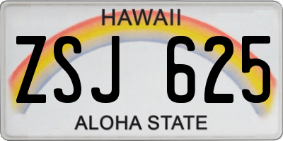 HI license plate ZSJ625
