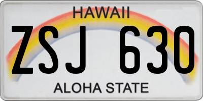 HI license plate ZSJ630