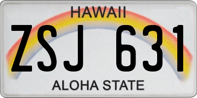 HI license plate ZSJ631