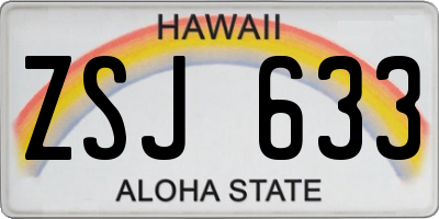 HI license plate ZSJ633