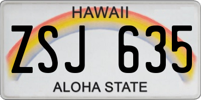 HI license plate ZSJ635